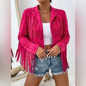 Fringe blazer pink size M